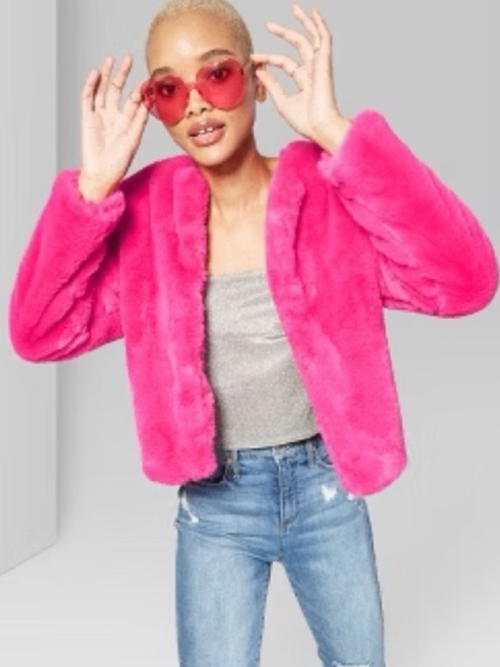 Wild Fable Bright Pink Faux Fur Jacket for Woman